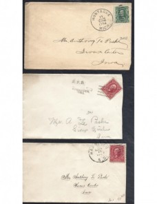 Tres cartas Estados Unidos EEUU - 1900 a 1930.