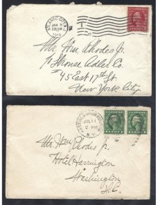 Dos cartas Estados Unidos matasellos rodillo EEUU - 1900 a 1930.