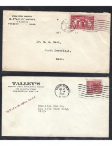Tres cartas comerciales Estados Unidos EEUU - 1900 a 1930.