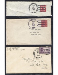 Tres cartas Estados Unidos franqueos mecánicos  EEUU - 1931 a 1950.