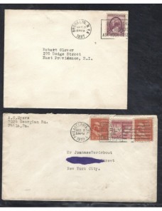 Dos cartas Estados Unidos matasellos rodillo especiales EEUU - 1931 a 1950.