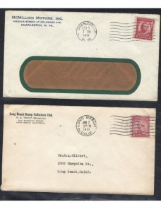 Tres cartas comerciales  Estados Unidos matasellos de rodillo EEUU - 1931 a 1950.
