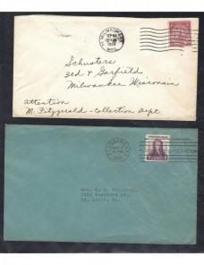 Cuatro cartas Estados Unidos matasellos de rodillo EEUU - 1931 a 1950.