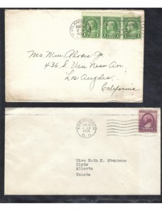 Tres cartas Estados Unidos matasellos de rodillo EEUU - 1931 a 1950.
