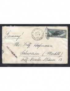 Carta correo aéreo Estados Unidos censura Alemania EEUU - 1931 a 1950.