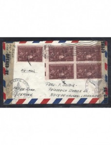 Carta aérea Estados Unidos censura militar Alemania bizona EEUU - 1931 a 1950.