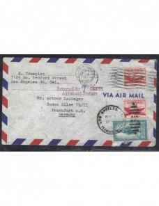 Carta aérea Estados Unidos marca de devolución  EEUU - Desde 1950.