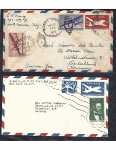 Dos sobres entero postales correo aéreo Estados Unidos EEUU - Desde 1950.