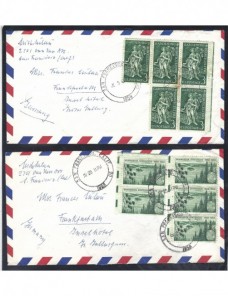 Dos cartas correo aéreo Estados Unidos EEUU - Desde 1950.