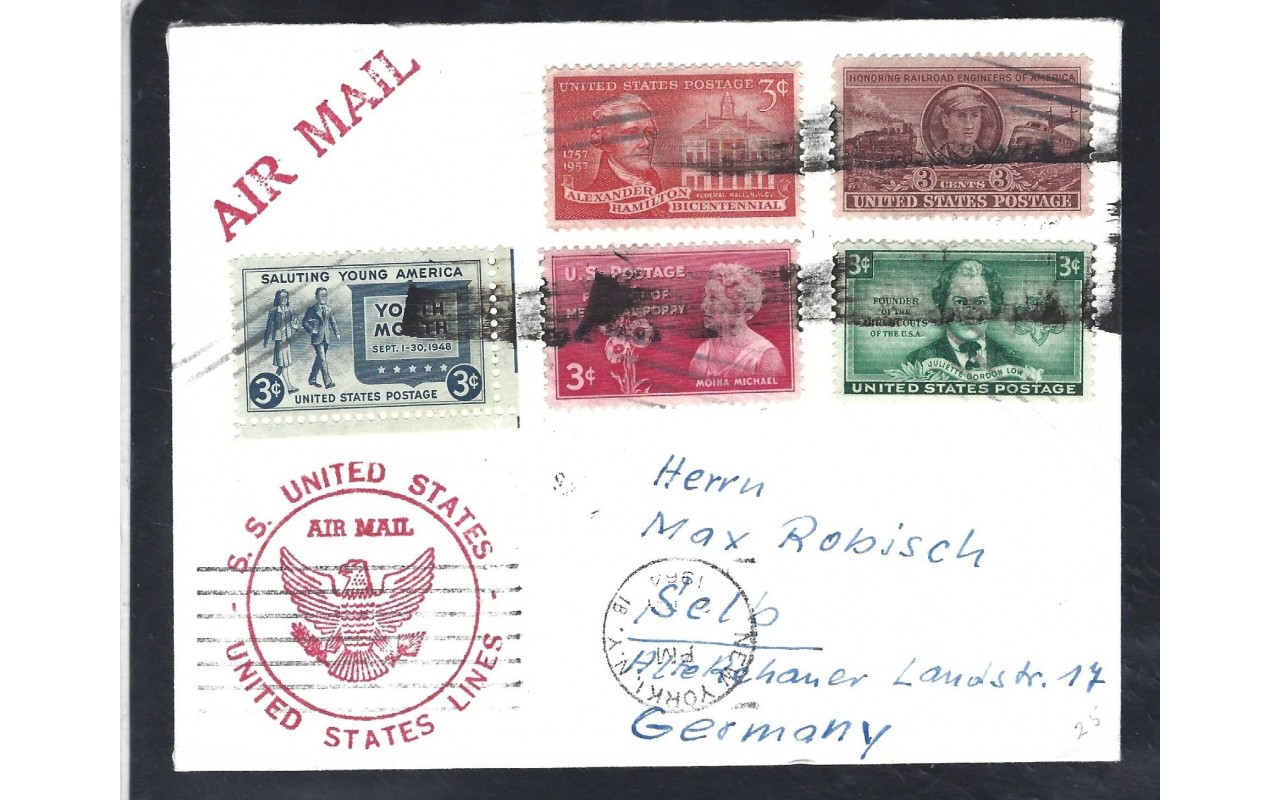 Carta de Estados Unidos correo aéreo EEUU - Desde 1950.