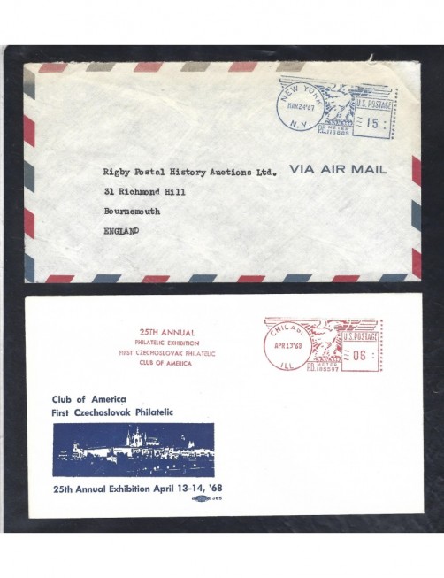 Cuatro cartas Estados Unidos con franqueos mecánicos EEUU - Desde 1950.