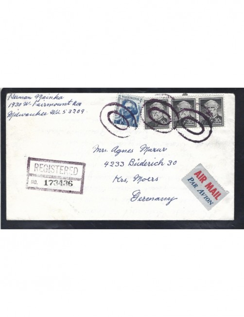 Carta correo aéreo y certificado Estados Unidos EEUU - Desde 1950.