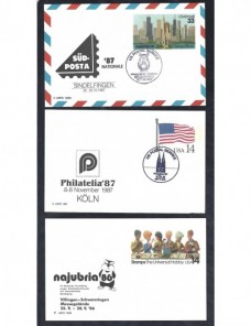 Tres tarjetas entero postales Estados Unidos exposiciones filatélicas EEUU - Desde 1950.