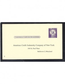 Tarjeta entero postal privada Estados Unidos  EEUU - Desde 1950.