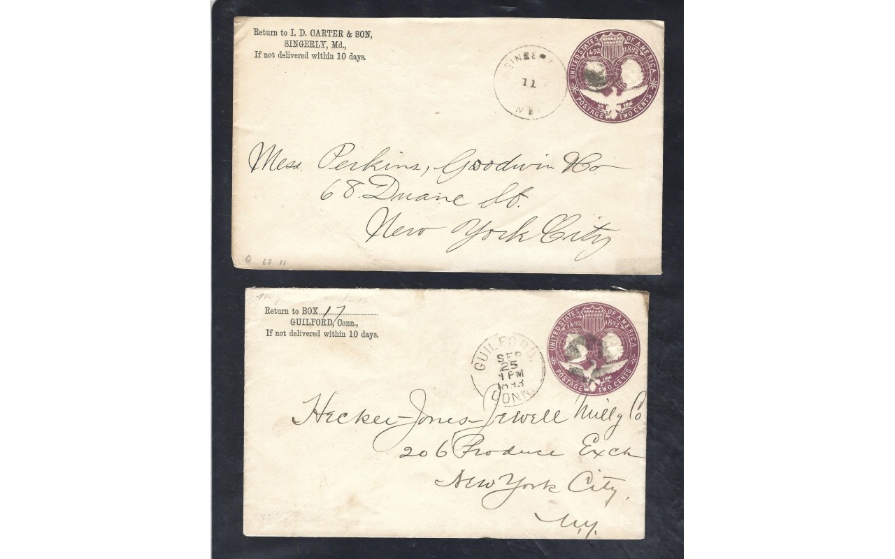 Dos sobres entero postales Estados Unidos EEUU - Siglo XIX.