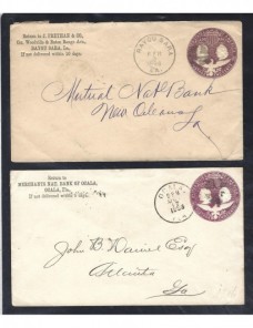 Dos sobres entero postales Estados Unidos EEUU - Siglo XIX.
