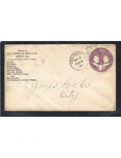 Sobre entero postal Estados Unidos con publicidad EEUU - Siglo XIX. Sobre entero postal Estados Unidos con publicidad EEUU - Siglo XIX.