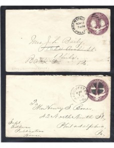 Dos sobres entero postales Estados Unidos EEUU - Siglo XIX.