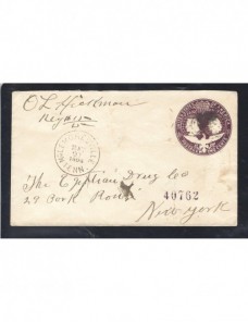 Sobre entero postal Estados Unidos error de color y marca de multa EEUU - Siglo XIX.