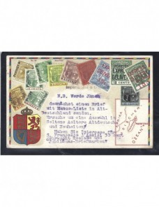 Tarjeta postal ilustrada Italia imagen sellos Otros Europa - 1900 a 1930.