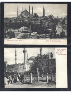 Dos tarjetas postales ilustradas Turquía Constantinopla Otros Mundial - 1900 a 1930.