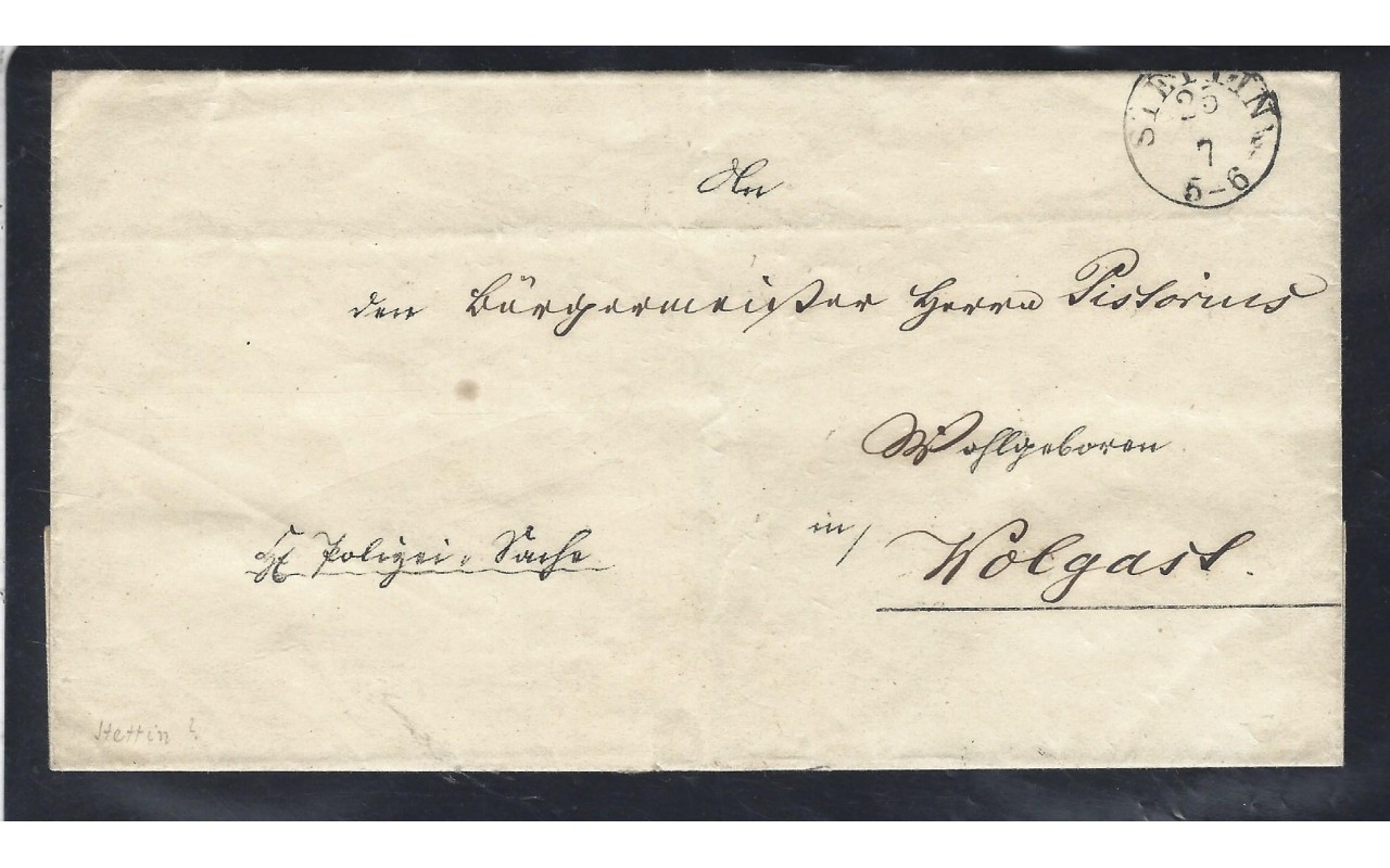 Prefilatelia carta Alemania Stettin Alemania - Siglo XIX.