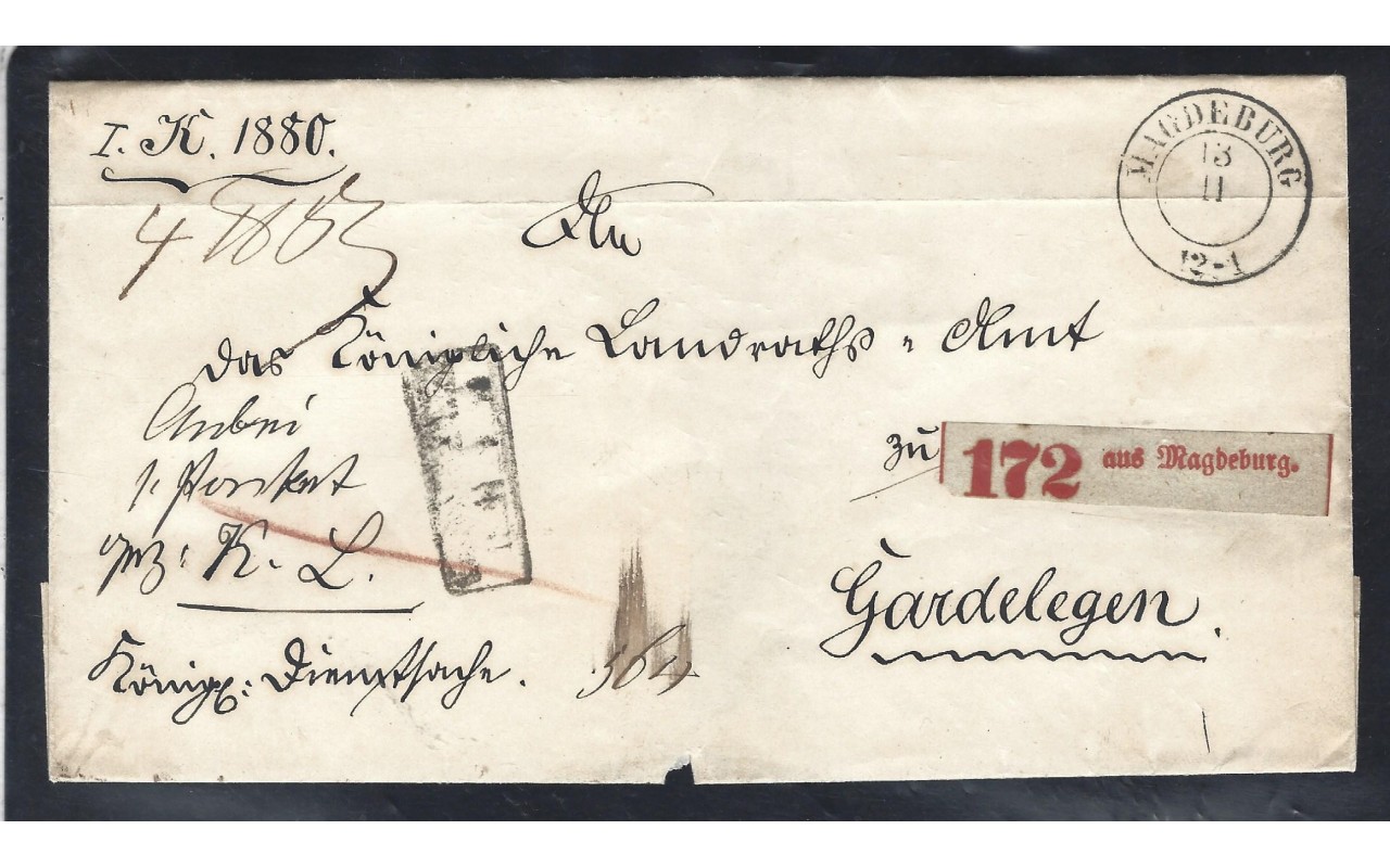 Prefilatelia carta certificada Alemania Magdeburgo Alemania - Siglo XIX.