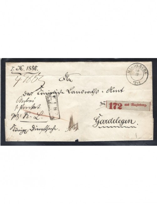Prefilatelia carta certificada Alemania Magdeburgo Alemania - Siglo XIX.