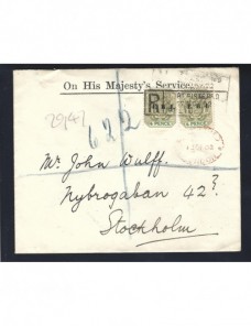 Carta certificada y oficial Sudáfrica Pretoria Colonias y posesiones - 1900 a 1930.