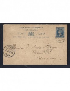 Tarjeta entero postal Seychelles marca paquebot Colonias y posesiones - Siglo XIX.