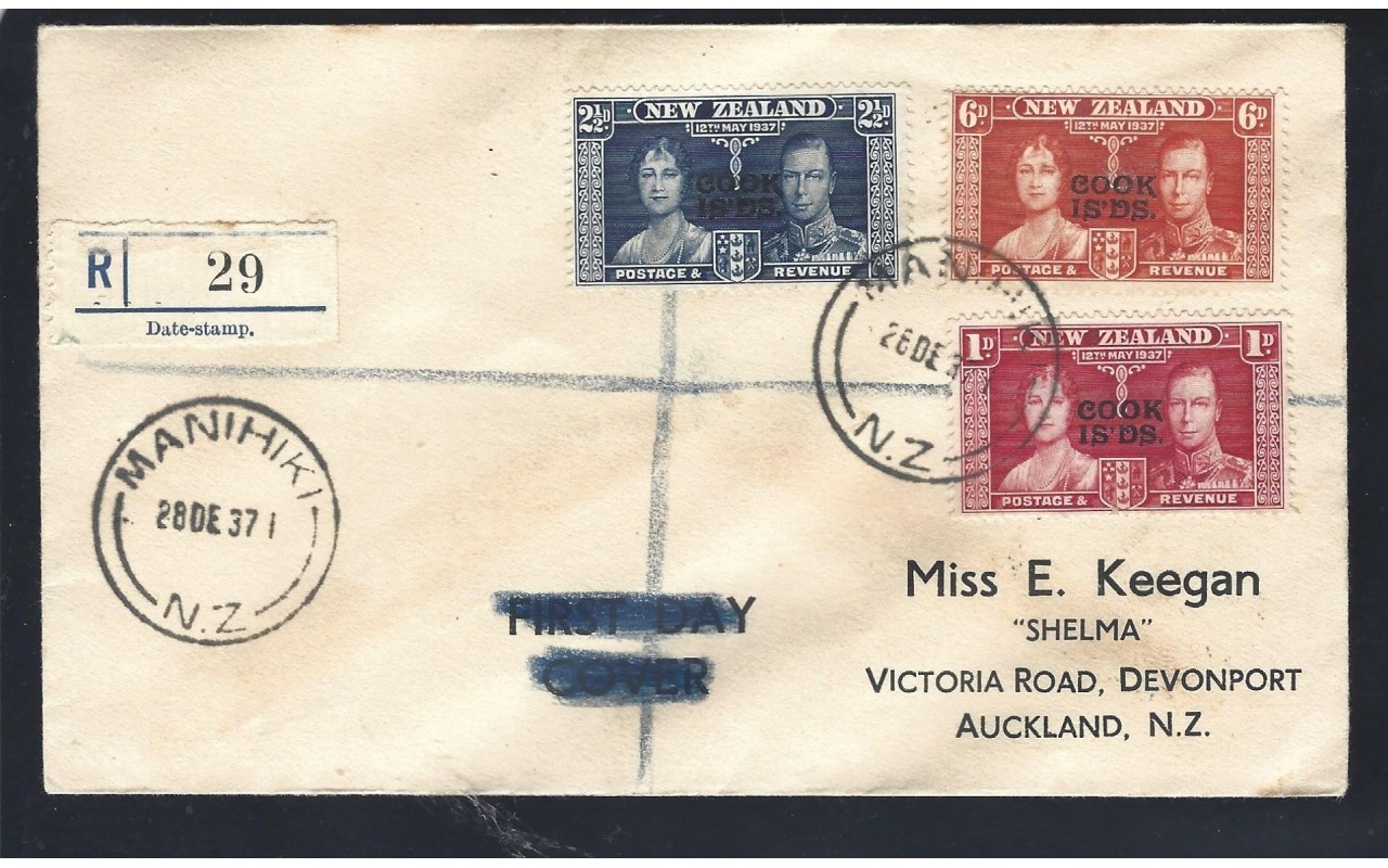 Carta certificada Islas Cook Colonias y posesiones - 1931 a 1950.