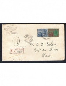 Carta certificada de Trinidad y Tobabo Colonias y posesiones - 1900 a 1930.