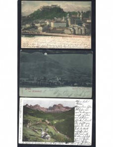 Tres tarjetas postales ilustradas Austria coloreadas Otros Europa - 1900 a 1930.