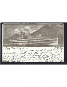 Tarjeta postal ilustrada Estados Unidos barco fluvial EEUU - 1900 a 1930.