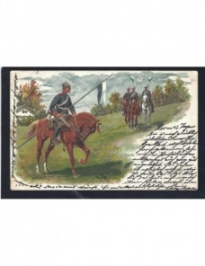 Tarjeta postal ilustrada Gran Bretaña militares a caballo Gran Bretaña - 1900 a 1930.