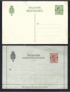 Dos tarjetas entero postales Dinamarca correo militar Otros Europa - 1900 a 1930.