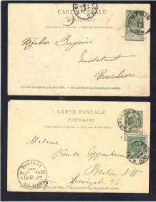 Dos tarjetas entero postales Bélgica Otros Europa - Siglo XIX.