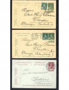 Tres tarjetas entero postales Bélgica Otros Europa - 1900 a 1930.