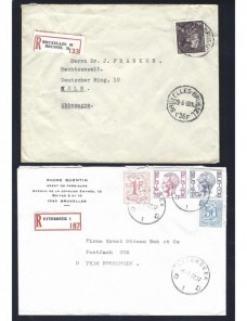 Seis cartas certificadas Bélgica distintas etiquetas Otros Europa - Desde 1950.