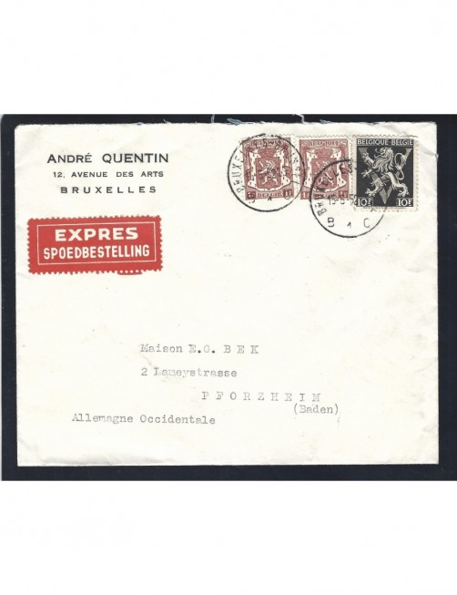 Carta urgente de Bélgica matasellos ambulante ferrocarril Otros Europa - Desde 1950. Carta urgente de Bélgica matasellos ambulante ferrocarril Otros Europa - Desde 1950.