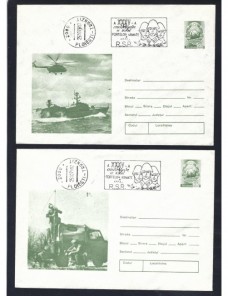 Lote temático. Tema militar. Dos sobres entero postales Rumanía Entero Postales.