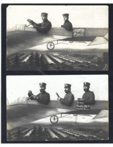 Dos tarjetas postales ilustradas Alemania I Guerra Mundial retratos en avión Imperios Centrales - I Guerra Mundial.