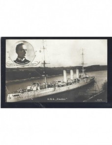 Tarjeta postal ilustrada Alemania I Guerra Mundial crucero Emden Imperios Centrales - I Guerra Mundial.