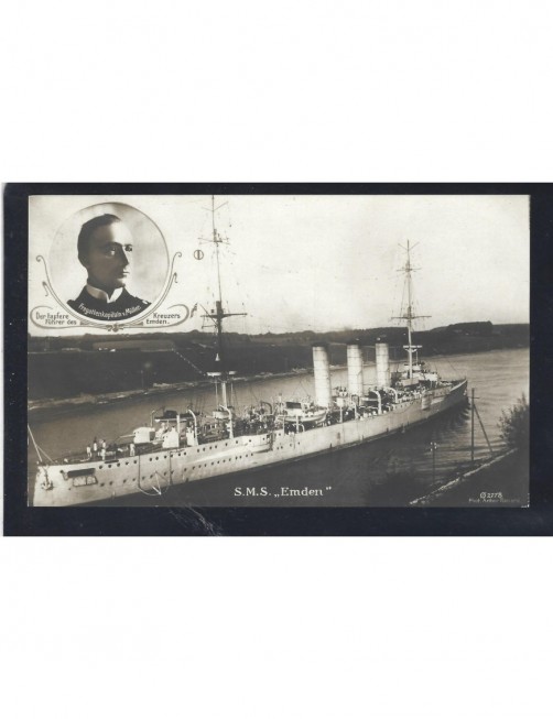Tarjeta postal ilustrada Alemania I Guerra Mundial crucero Emden Imperios Centrales - I Guerra Mundial. Tarjeta postal ilustrada Alemania I Guerra Mundial crucero Emden Imperios Centrales - I Guerra Mundial.