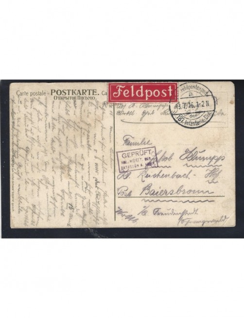 Tarjeta postal ilustrada Alemania I Guerra Mundial censura Imperios Centrales - I Guerra Mundial. Tarjeta postal ilustrada Alemania I Guerra Mundial censura Imperios Centrales - I Guerra Mundial.