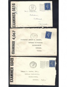 Tres cartas Gran Bretaña censura II G.M. Bando Aliado - II Guerra Mundial.