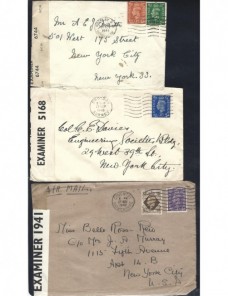 Tres cartas Gran Bretaña censura II G.M. Bando Aliado - II Guerra Mundial.