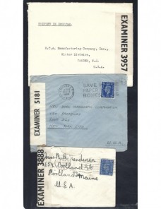 Tres cartas Gran Bretaña censura II G.M. Bando Aliado - II Guerra Mundial.