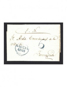 Carta España correo oficial prefilatelia Lugo marca de origen España - Siglo XIX.