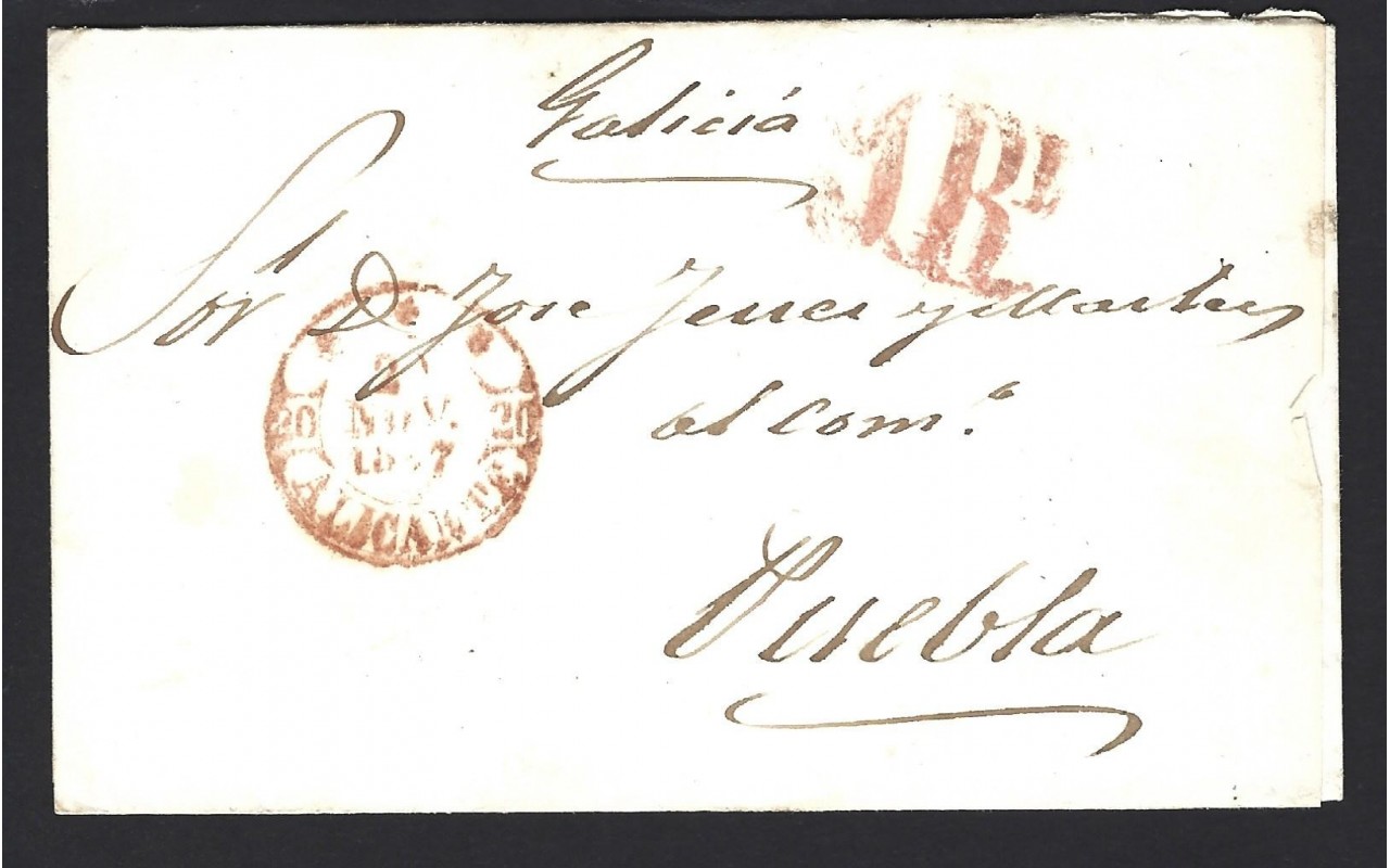 Carta España prefilatelia Alicante matasellos Baeza España - Siglo XIX.